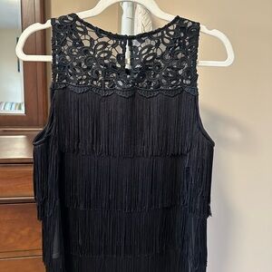 Black lace & fringe top